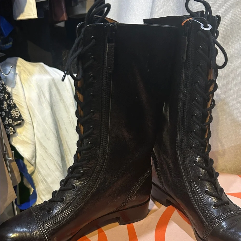 Via Spiga Black Lace-Up Boots - Picture 3 of 6